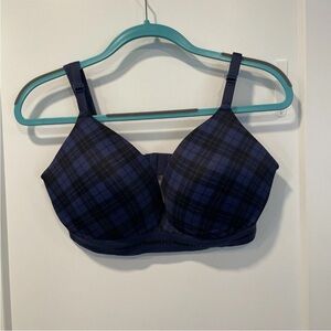 Victoria’s Secret PINK Wear Everywhere Push Up Bra, Size 38DD BLUE Plaid. NWOT